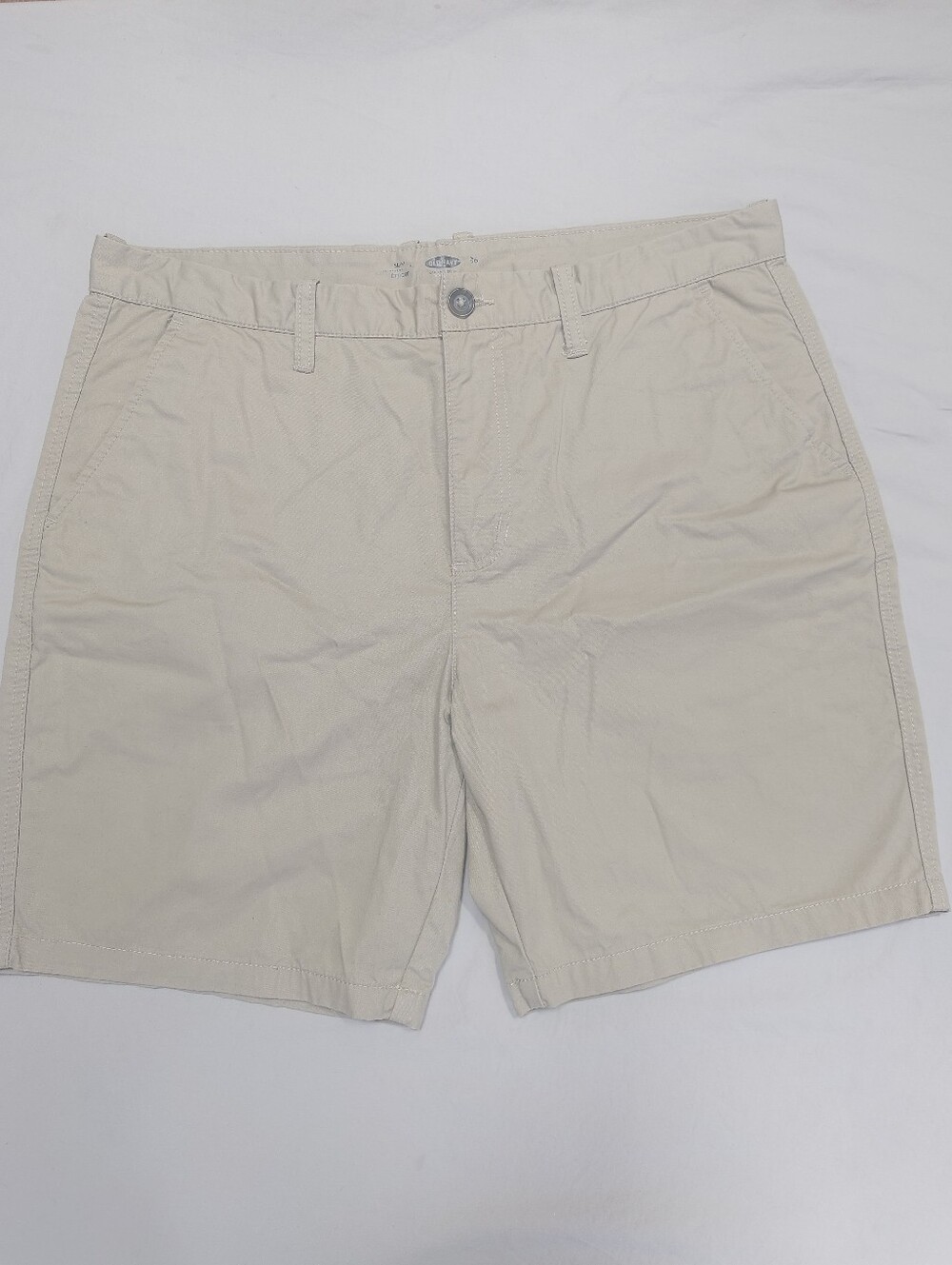 Old Navy Chino Shorts Mens Size-36 Beige Flat-Front 8"-Inseam Slim